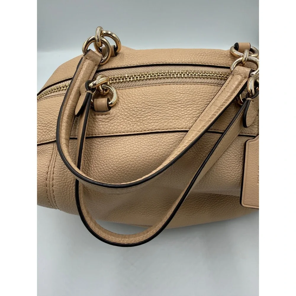 Coach Lenox Satchel F59325 Beechwood Pebble Leather Gold Hardware Handbag
